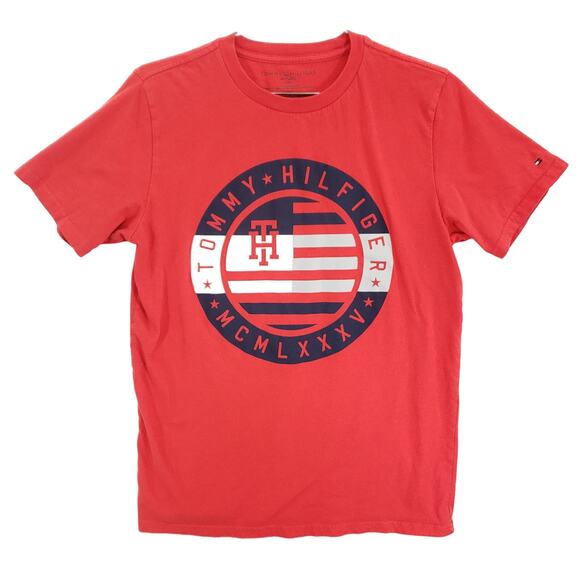 Tommy Hilfiger Other - Tommy Hilfiger T Shirt Boys Extra Large Red Circle Emblem Graphic Crew Neck Tee